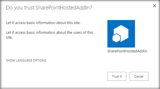The SharePoint Hosted add-in has come up in the app catalog.