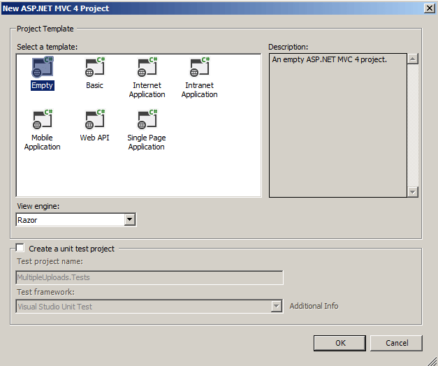 Selecting MVC 4 Project