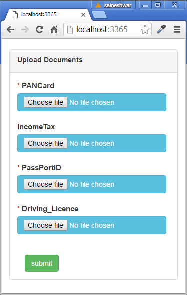 Upload View Rendered in browser