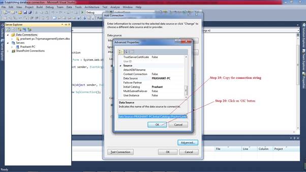 Copy connection string 