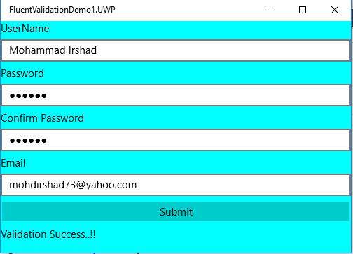 Fluent validation with MVVM 
