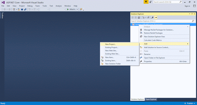 new Solution Add a new ASP.NET Core Project