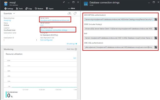 database connection string
