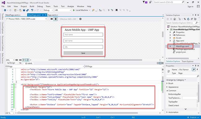 Open MainPage.xaml file 
