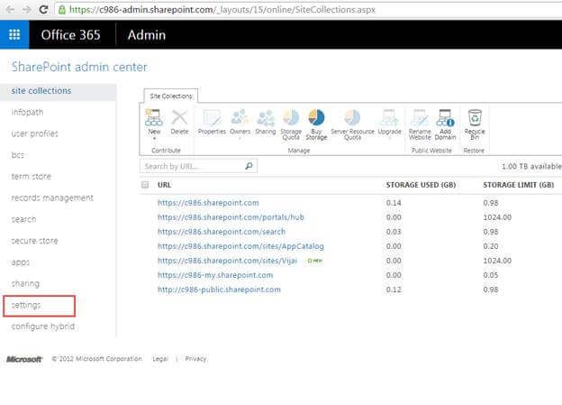  SharePoint Admin Center