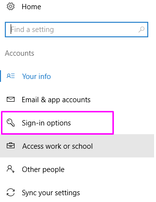 sign - in option