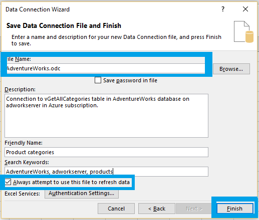 Save Data Connection File 