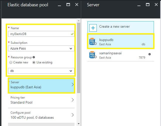 Elastic database pool