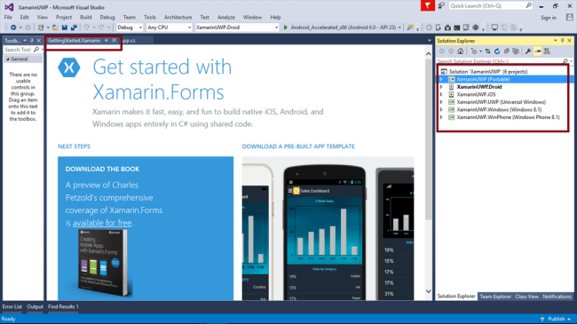 displays Getting Started.XamarinPage