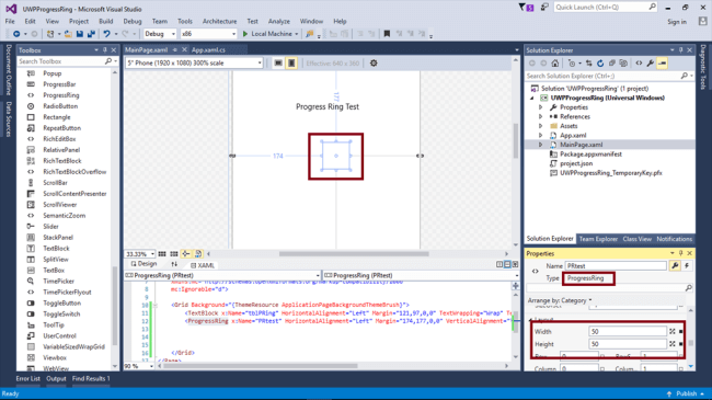 size in the ProgressRing Control