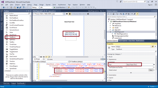 Add 10 TextBlock controls