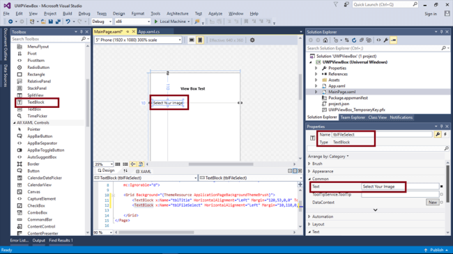 Add TextBlock control