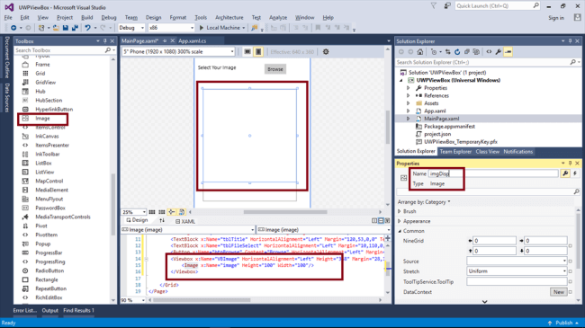 Add an image control