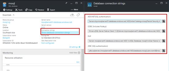 Show database Connection strings
