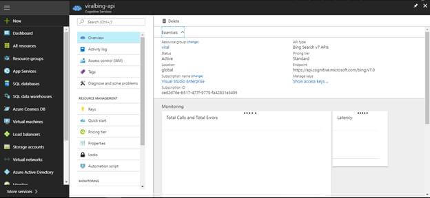 Bing Search API In Azure