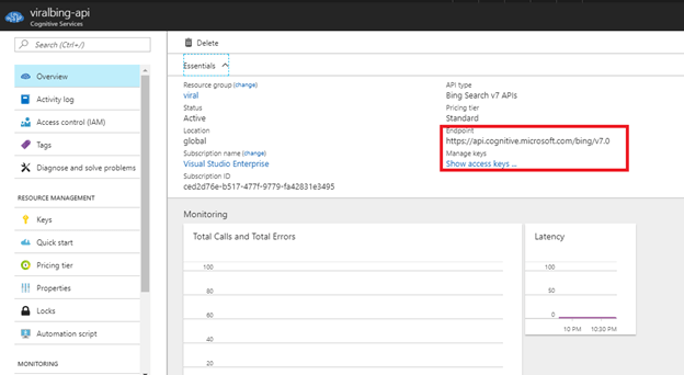 Bing Search API In Azure