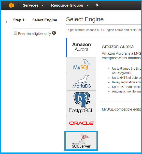 SQL Database in AWS