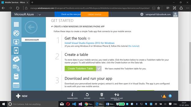 Create TodoItem Table