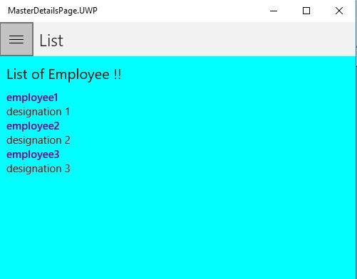 MasterDetailPage In Xamarin