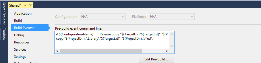Build events example.