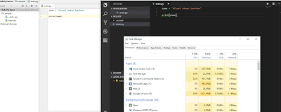 Resource consumption of Visual Studio Code and PyCharm.