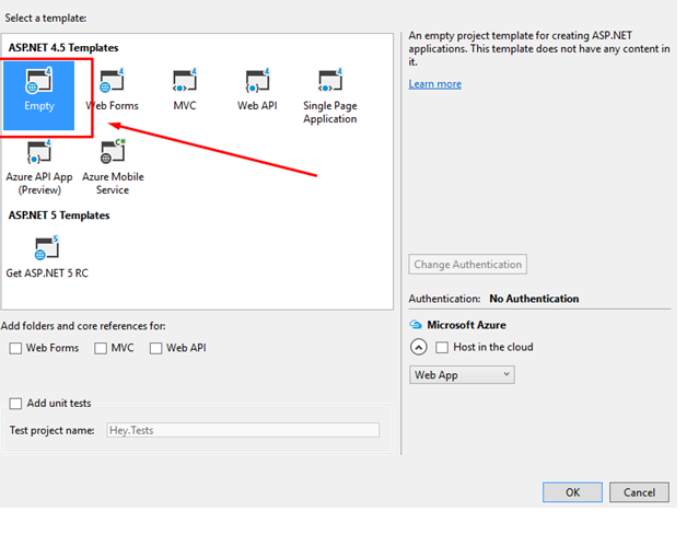empty ASP.NET project 