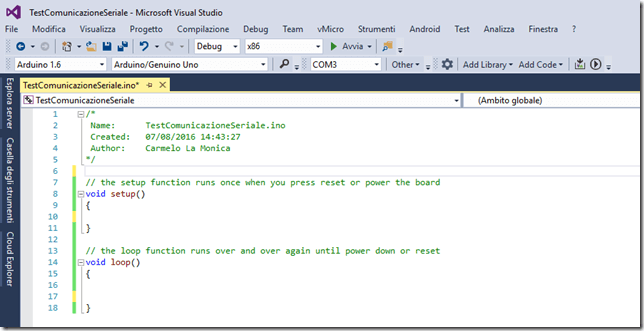 TestComunicazioneSeriale.ino file with Visual Micro