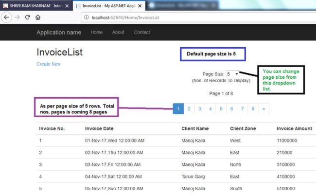 Pagination in Asp.Net MVC
