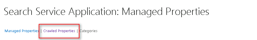 Crawled Properties Link