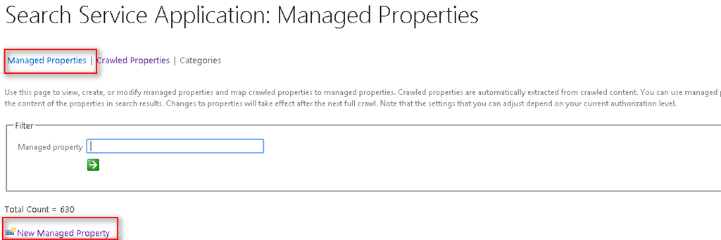 Managed Properties Link