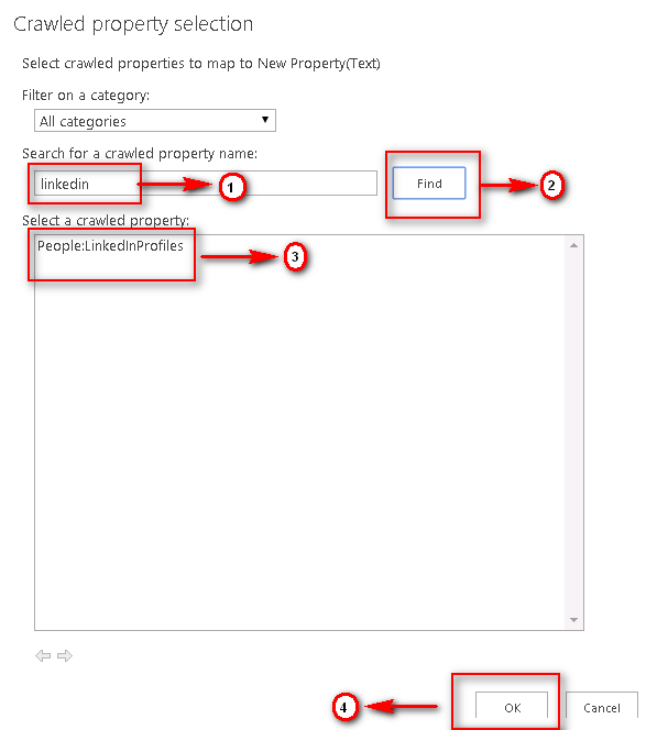 Crawled Property Selection Screen