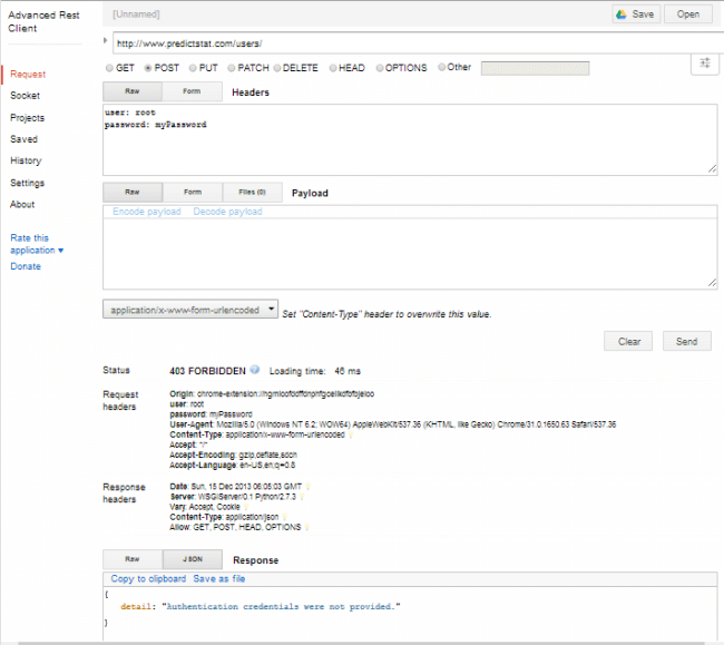 Advanced REST Client plugin for Google Chrome