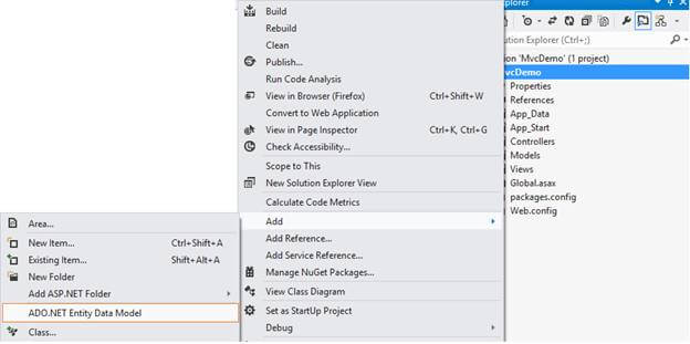 select ADO.NET Entity Data Model