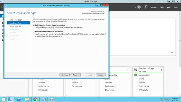 Role based or feature based installation