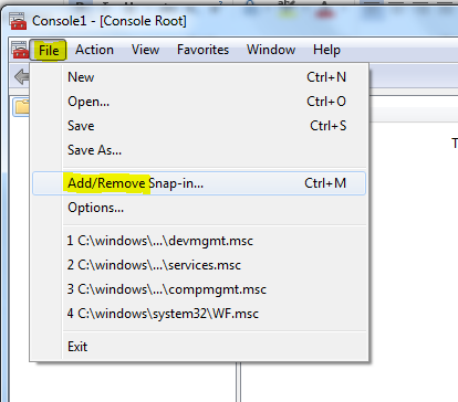Add/Remove Snap-in