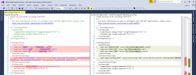 Transform Web.Config 