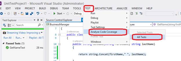 Analyze code coverage