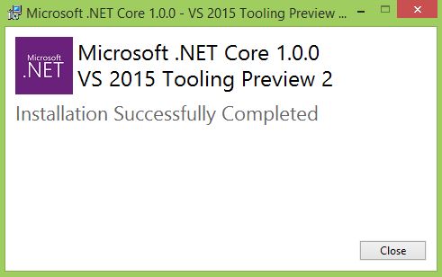 VS 2015 Tooling Preview 2 installation completed
