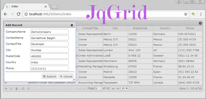jqGrid with ASP.NET