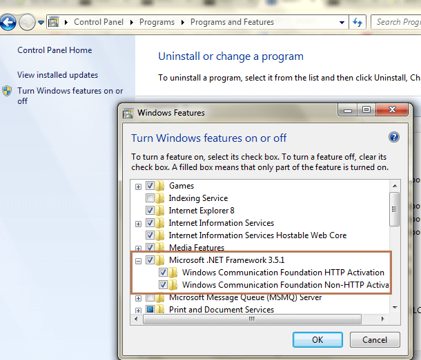 Windows Features ON or OFF