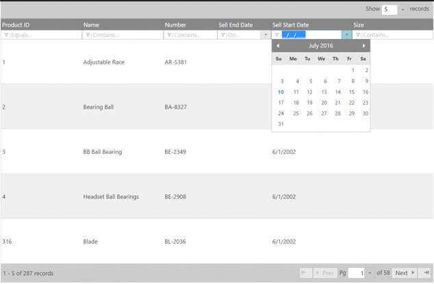 Ignite UI Grid With Only Selected Columns