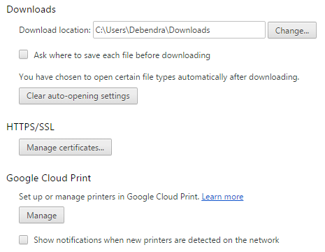 Show advance Setings